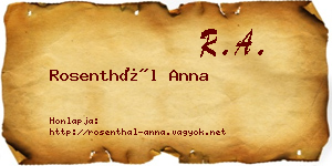 Rosenthál Anna névjegykártya